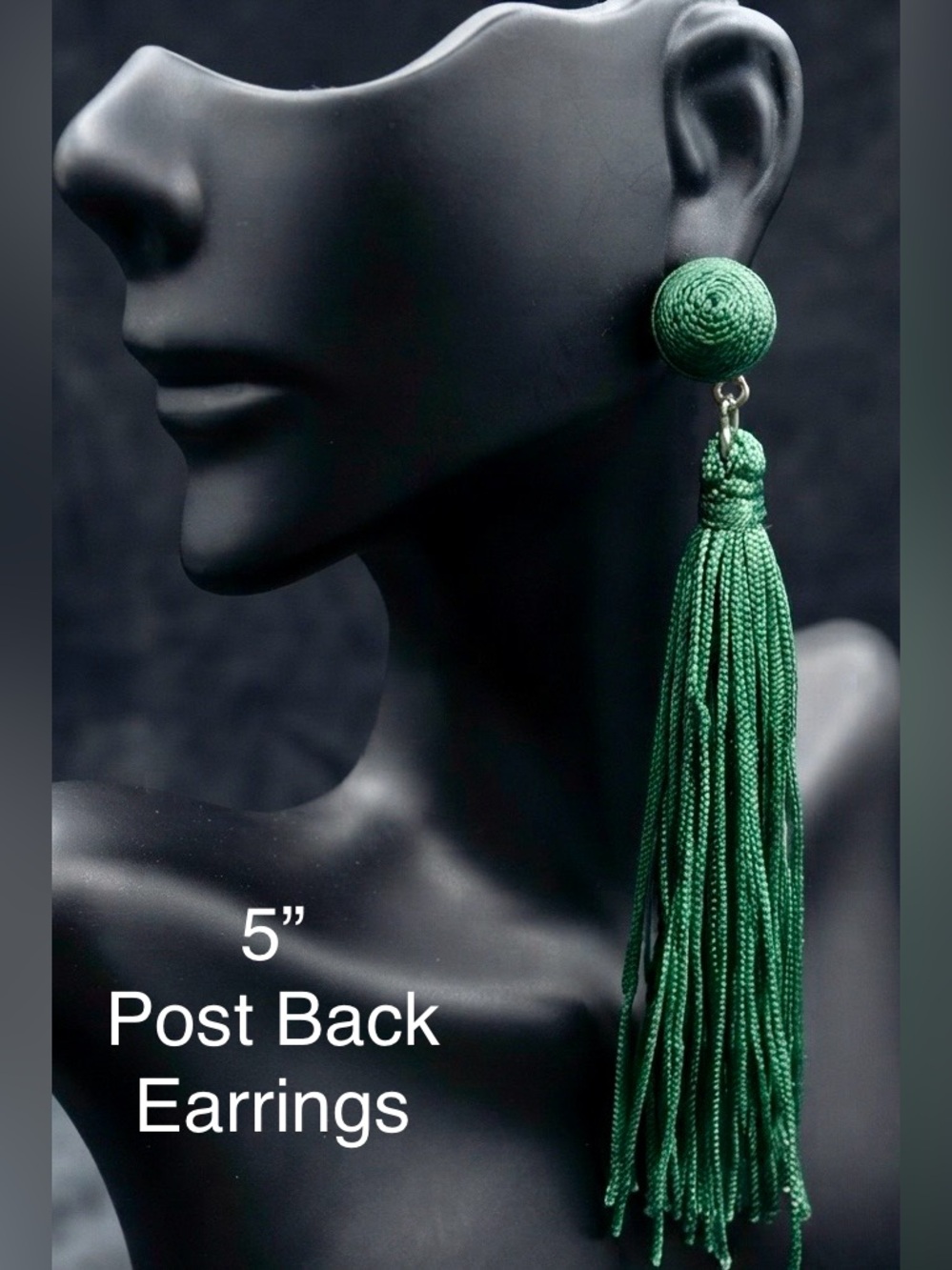 Emerald Green Tassel Post-Back Earrings